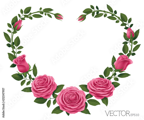 Pink Roses with Heart Shape_Vector Illustration EPS 10