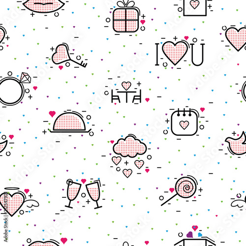 Valentines day icons vector heart in love and lovely red sign on hearted cele...