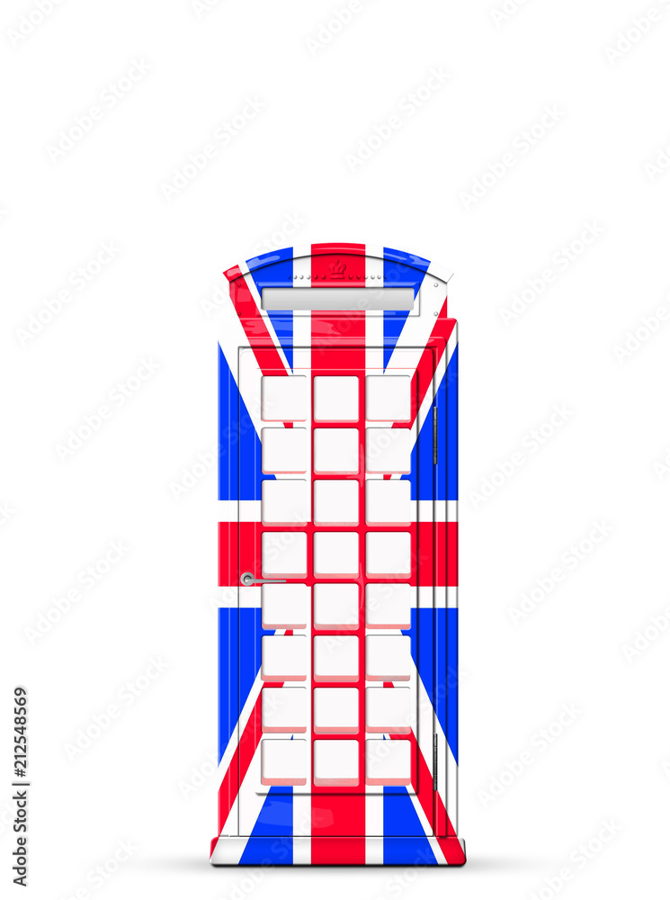 British telephone box in the style of the British flag British telephone box in the style of the British flag