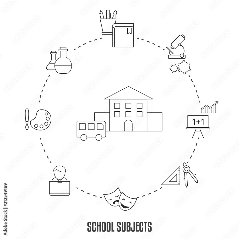 School subjects design concept. School subjects design concept.