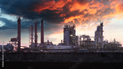Oil Industry silhouette, Petrechemical plant - Refinery