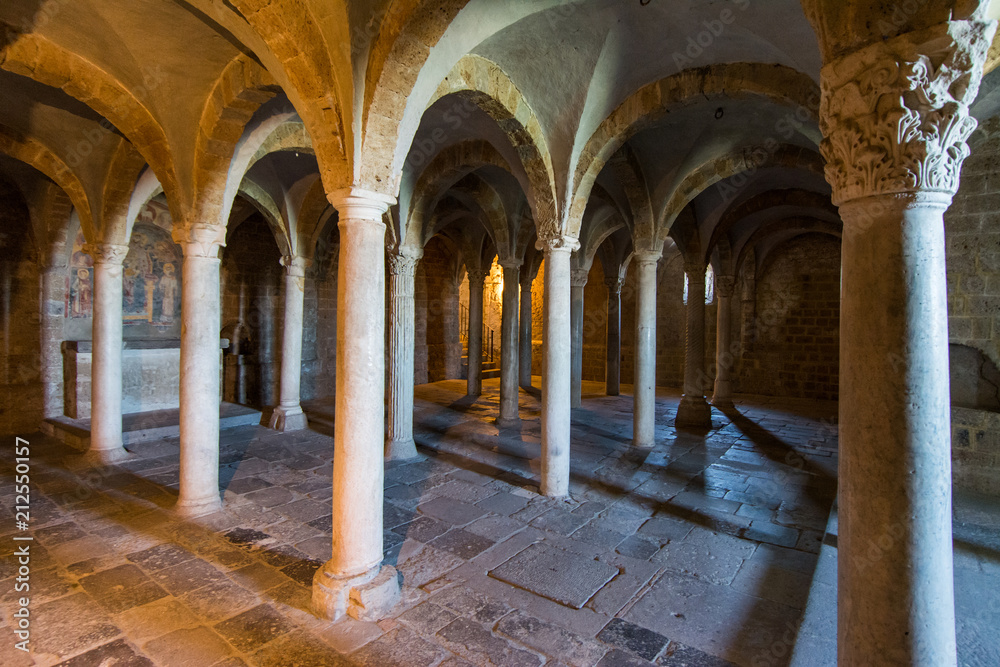 Tuscania, Viterbo, Italy: crypt of San Pietro Church