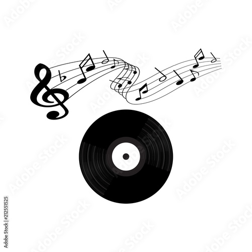 cover cd disc vinyl records, microphone and retro music inscription