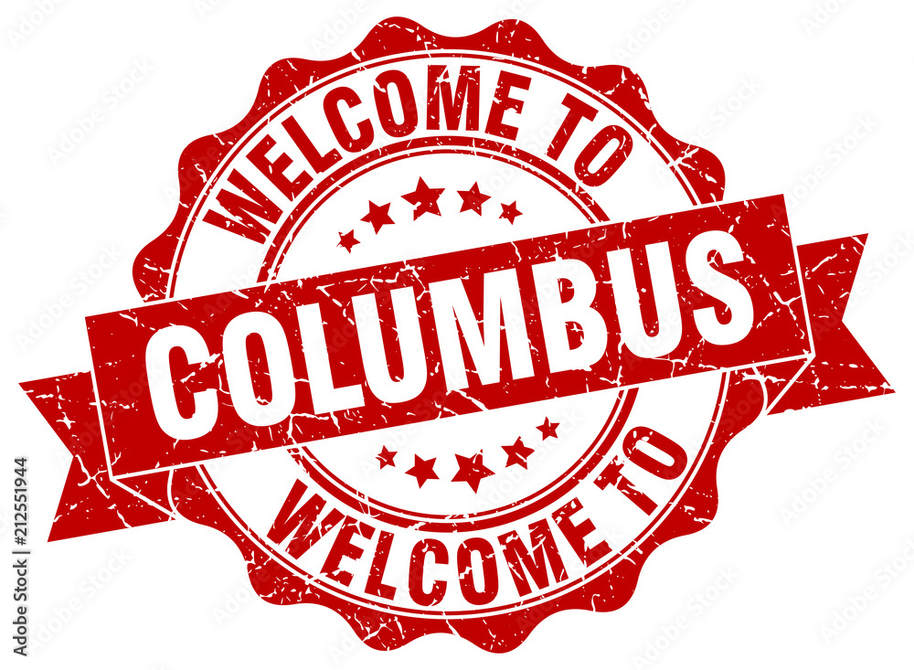Fototapeta premium Columbus round ribbon seal