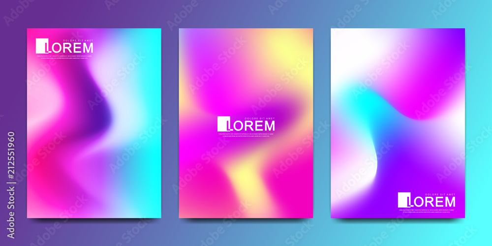 Vector design template in trendy vibrant gradient colors with abstract fluid shapes, paint splashes, ink drops. Futuristic posters, banners, brochure, flyer and cover designs. Abstract fluid 3d shape.