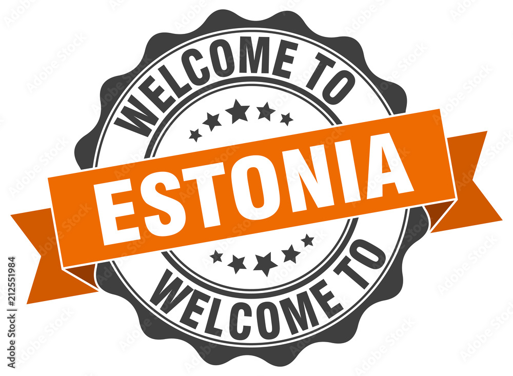Fototapeta premium Estonia round ribbon seal