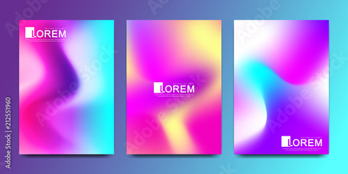 Vector design template in trendy vibrant gradient colors with abstract fluid shapes, paint splashes, ink drops. Futuristic posters, banners, brochure, flyer and cover designs. Abstract fluid 3d shape.