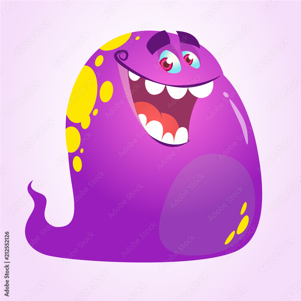 Funny and happy cartoon monster or ghost pointing hand. Vector Halloween  illustration of red monster blob Stock Vector | Adobe Stock
