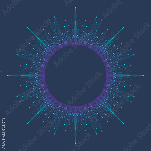 Big Genomic Data Visualization. DNA helix, DNA strand, DNA Test. Molecule or atom, neurons. Abstract structure for Science or medical background, banner.