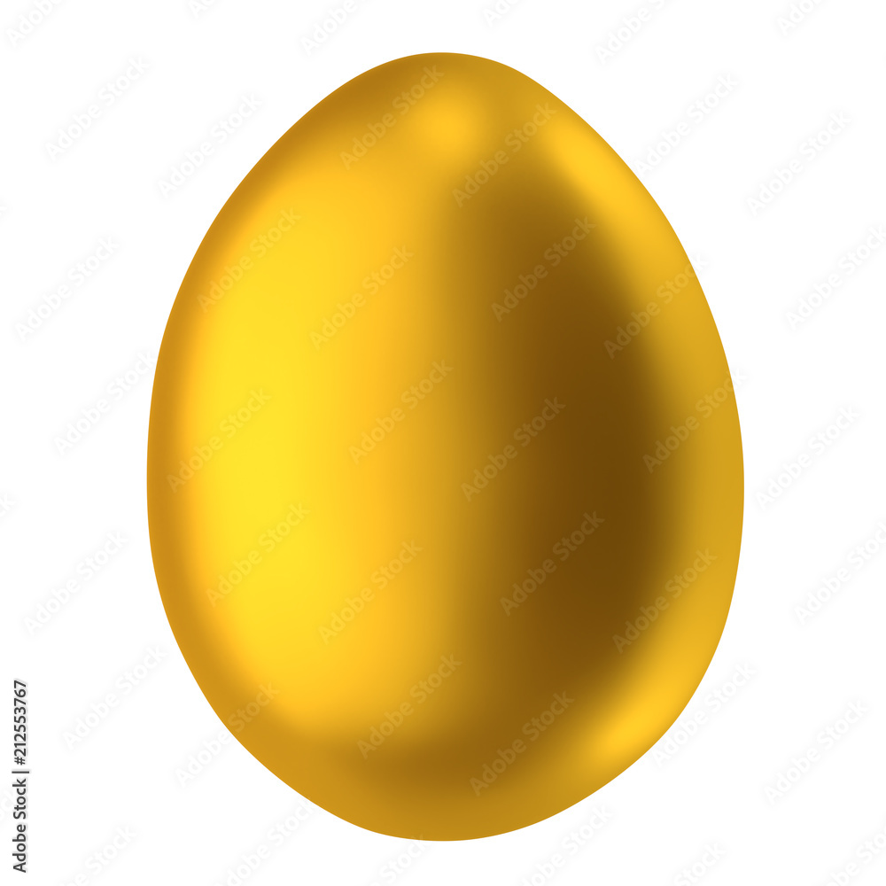 golden egg isolated on white background, closeup