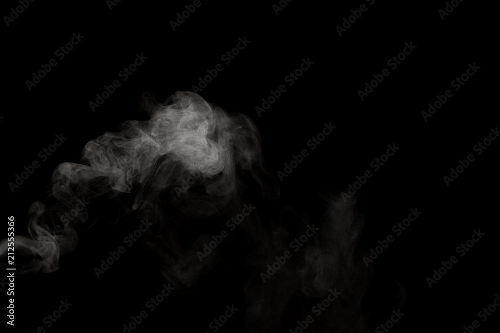 White smoke isolated on black background.