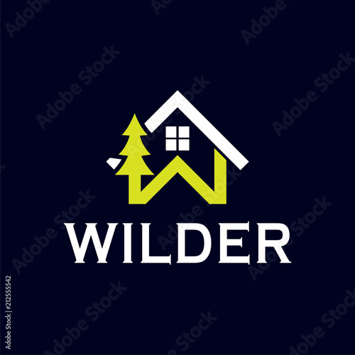 W Letter Home and wildlife logo element. home Logo template