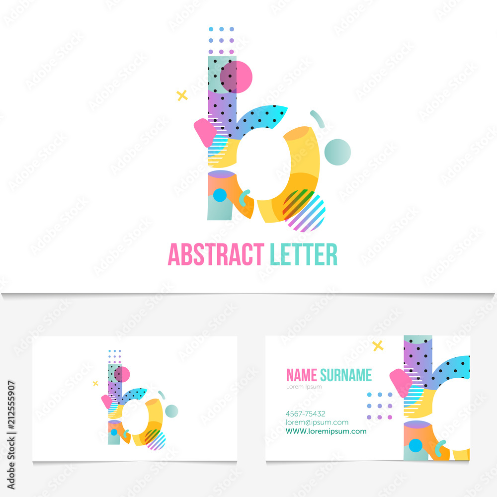 Creative abstract Letter b design vector template on The Business Card Template. Abstract Colorful Alphabet .Friendly funny ABC Typeface. Type Characters.EPS10