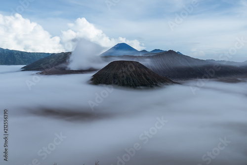 view of Mount Bromo in the fog