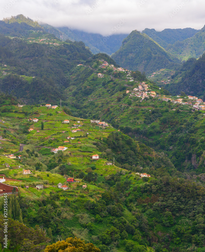 View of mountains on the route Vereda da Penha de Aguia, Madeira Island, Portugal, Europe.