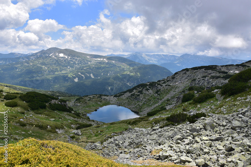 View to Popovo Lake, Central Rila Mountains at background, Bulgaria