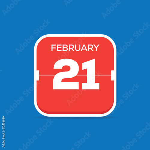 February 21 Calendar Flat Icon