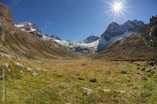 walking at fall in a mountain valley