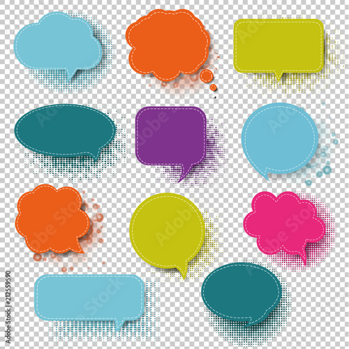 Retro Colorful Speech Bubble With Transparent Background