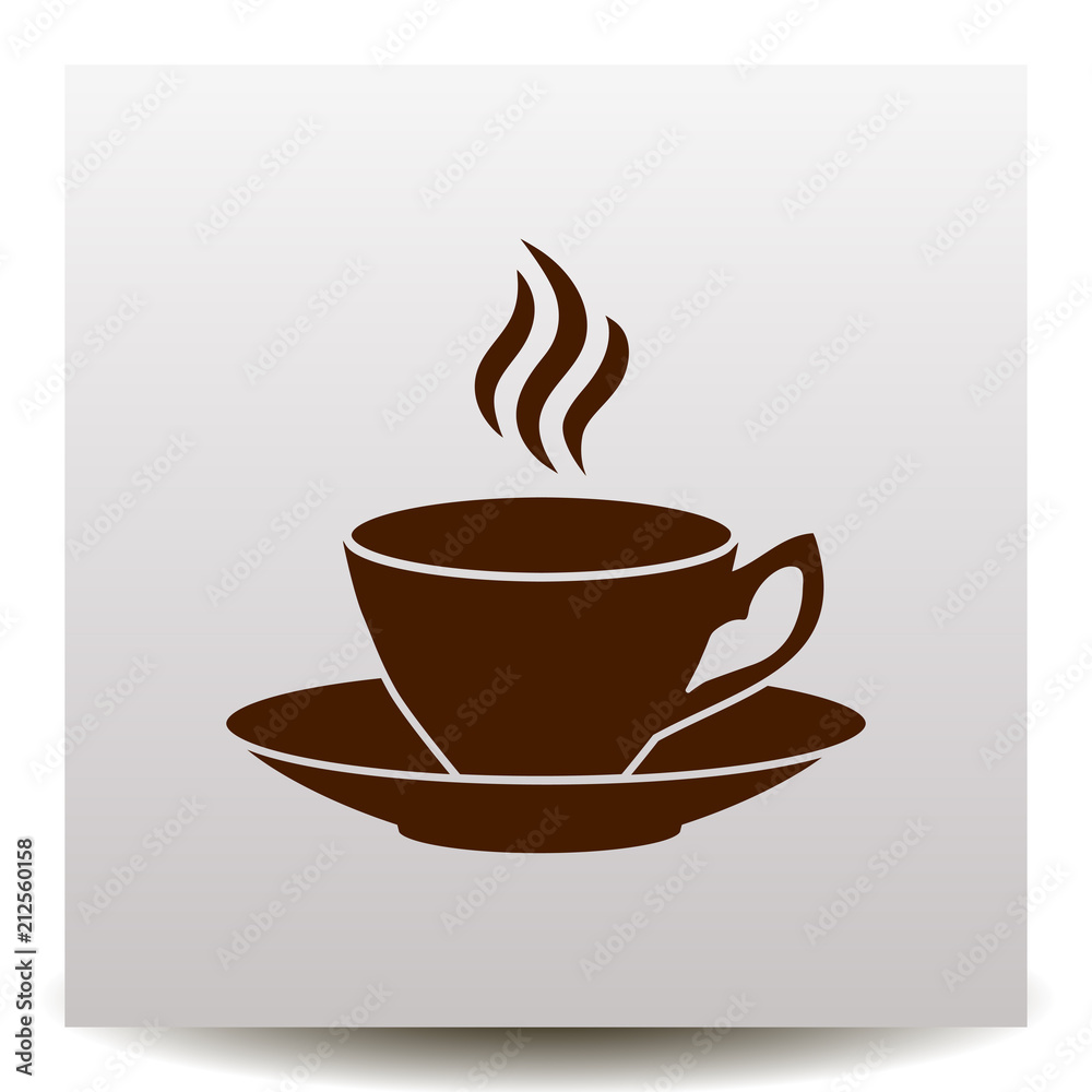 Coffee cup with saucer and flavor vector icon Coffee cup with saucer and flavor vector icon