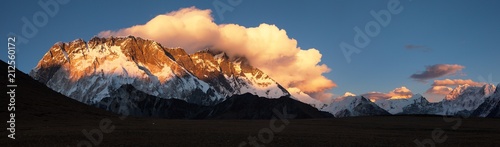Fototapeta Naklejka Na Ścianę i Meble -  sunset view of Lhotse, Nepal Himalayas mountains