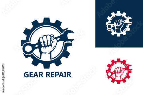 Gear Repair Logo Template Design Vector, Emblem, Design Concept, Creative Symbol, Icon