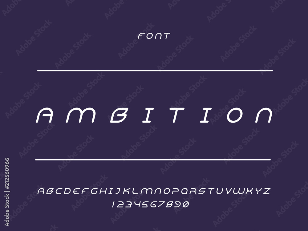 Ambition font. Vector alphabet 