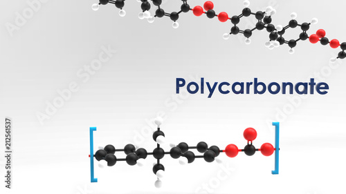 Polycarbonate monomer and polymer  3D illustration