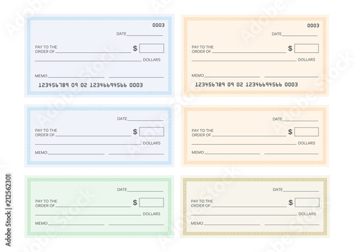 Check template bank. Blank check icon vector