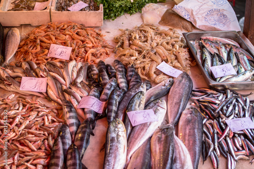 Seafood in the fish market