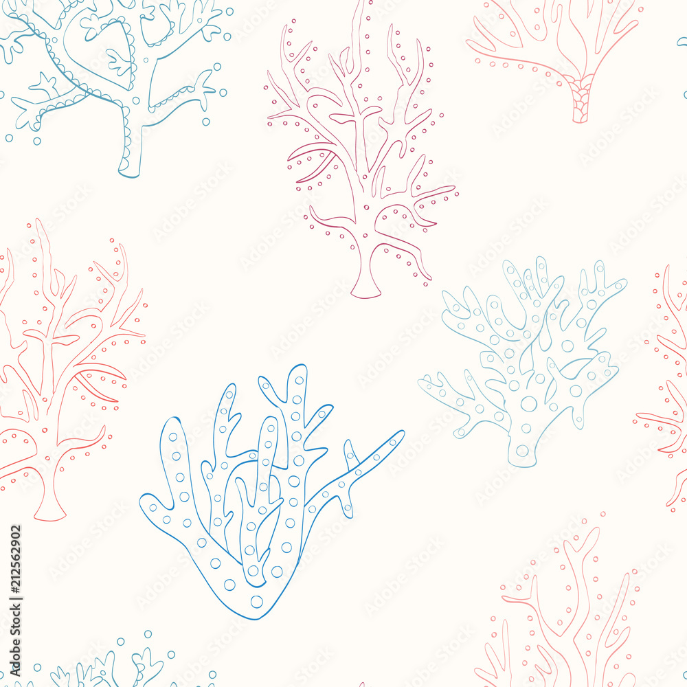 Animals of The Ocean vector seamless pattern background.