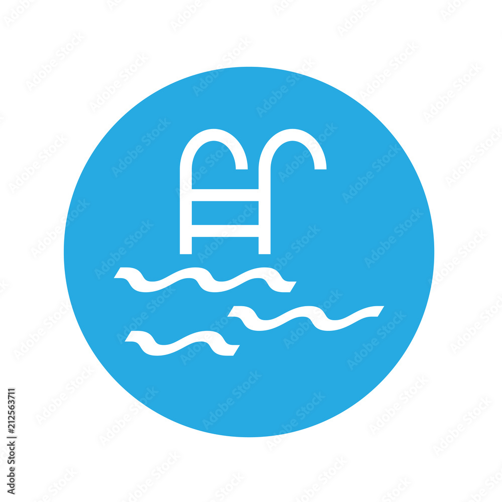 Logotipo escalera de piscina en circulo azul Logotipo escalera de piscina en circulo azul