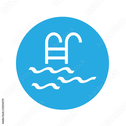 Logotipo escalera de piscina en circulo azul