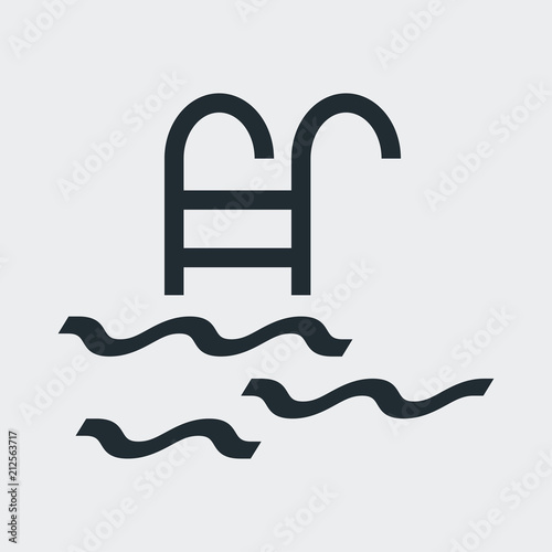 Logotipo escalera de piscina en fondo gris