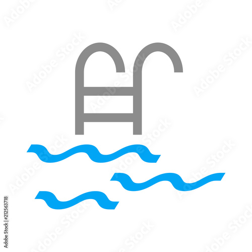 Logotipo escalera de piscina en gris y azul