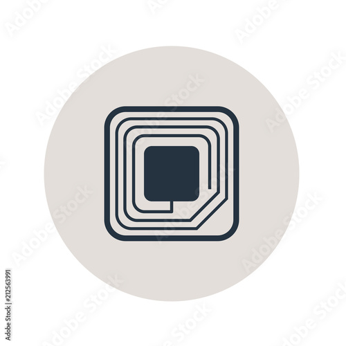 Icono plano etiqueta RFID en circulo gris