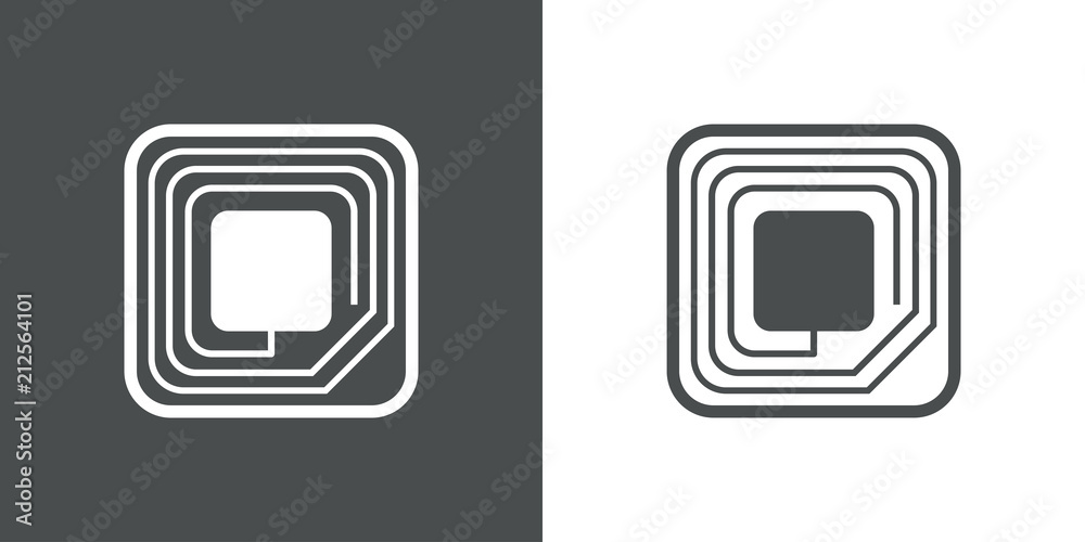 Icono plano etiqueta RFID en gris y blanco Stock Vector | Adobe Stock