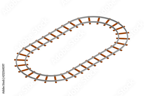 Railway track frame. Isolated on white background. 3d Vector illustration.