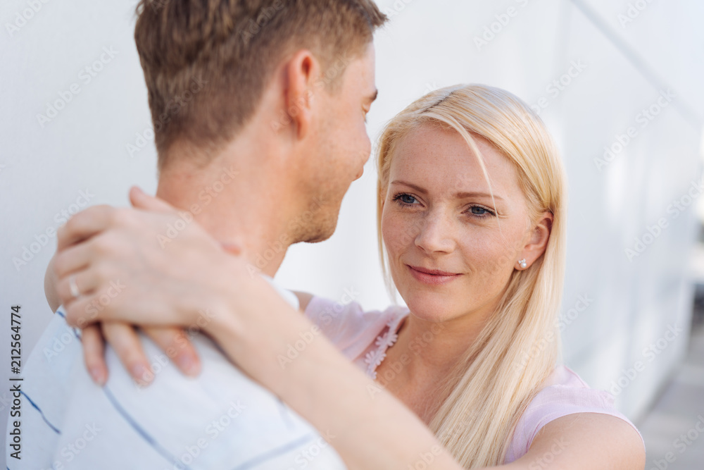 Thoughtful young woman with her husband Thoughtful young woman with her husband