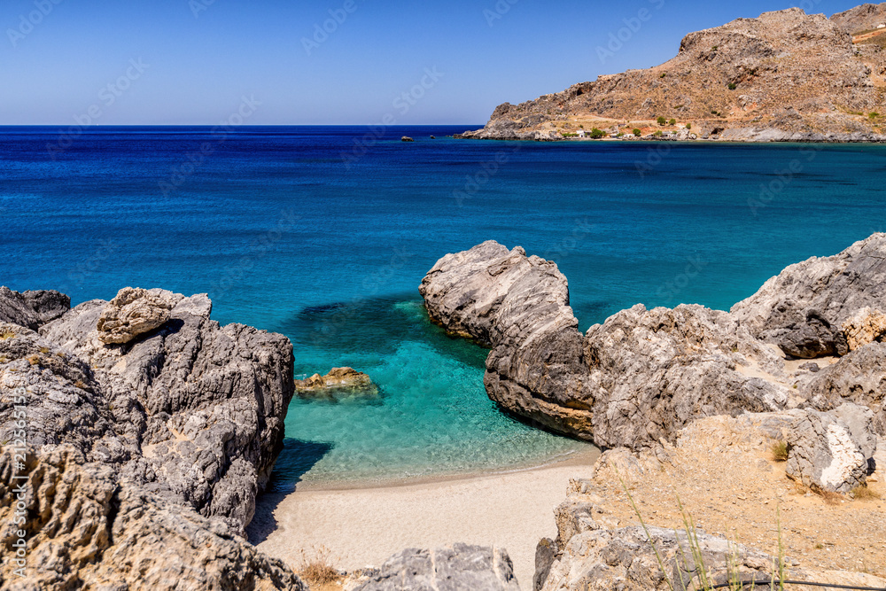 Amazing Ammoudi Beach in Crete island, Greece