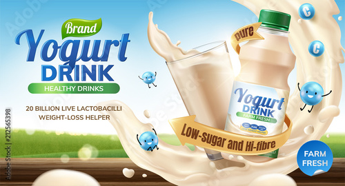 Bottled probiotic or yogurt drink