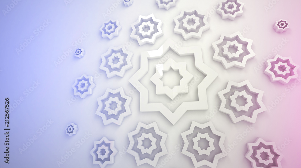 Eastern pattern, volumetric with neon light. 3D rendering Eastern pattern, volumetric with neon light. 3D rendering