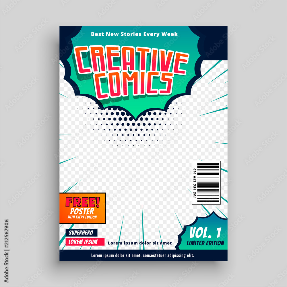 Naklejka premium comic book cover template design