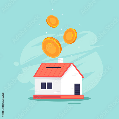 Buying a property. Flat design vector illustration.