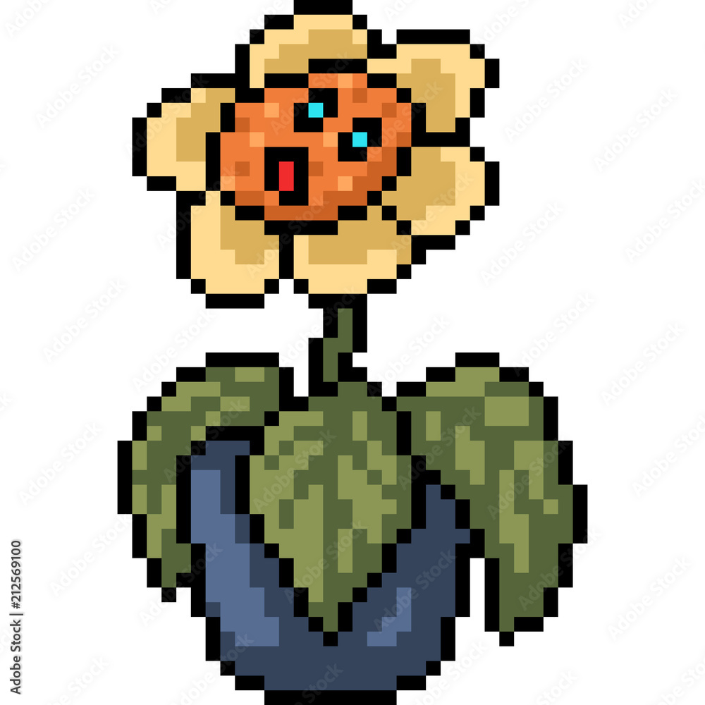 Fototapeta premium vector pixel art flower character