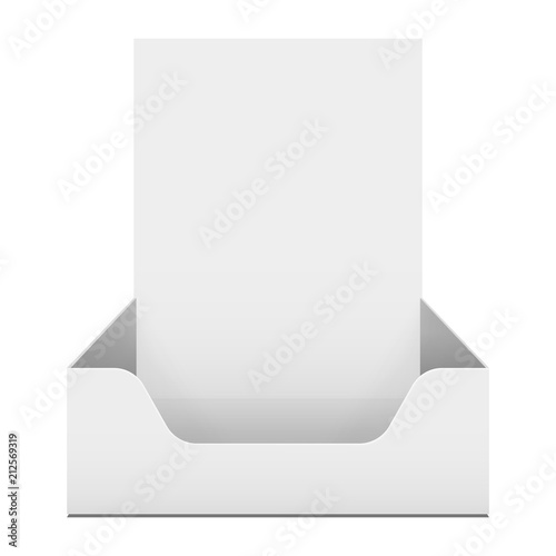 Box holder for advertising fliers. Illustration isolated on white background. Graphic concept for your design