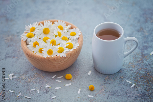 chamomile tea with fresh flowers