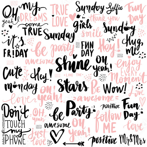 Big vector set of motivation and inspirational quotes.