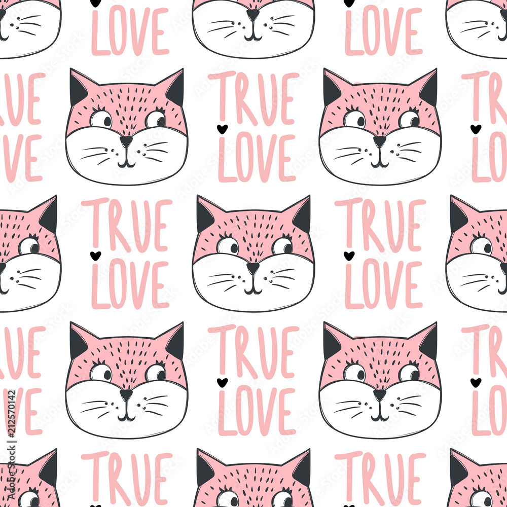Fashion cat seamless pattern. Fashion cat seamless pattern.
