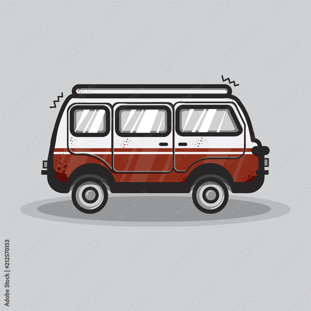 Van on gray background illustration